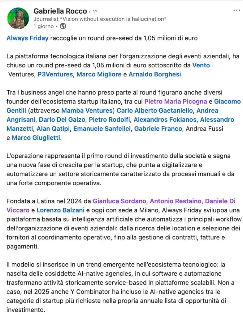 LinkedIn post by Gabriella Rocco