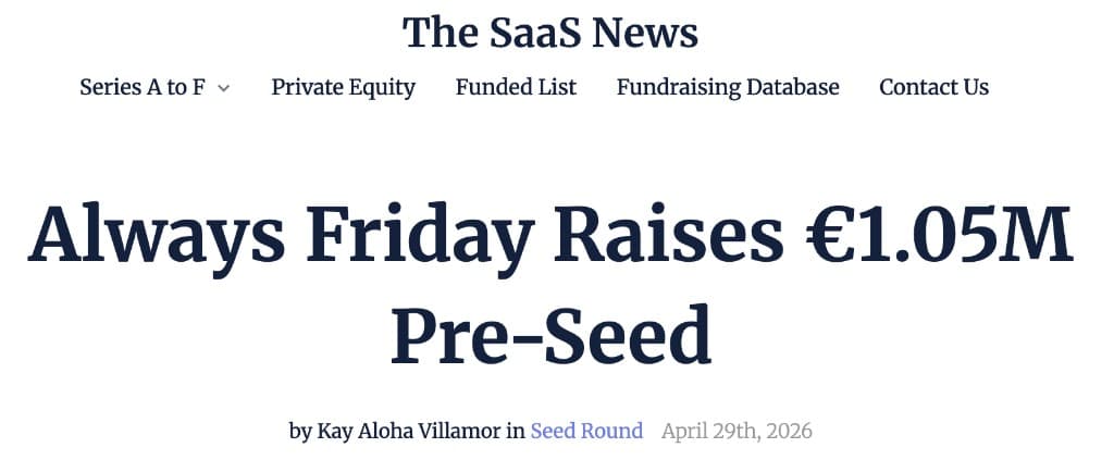 Always Friday Raises €1.05M Pre-Seed