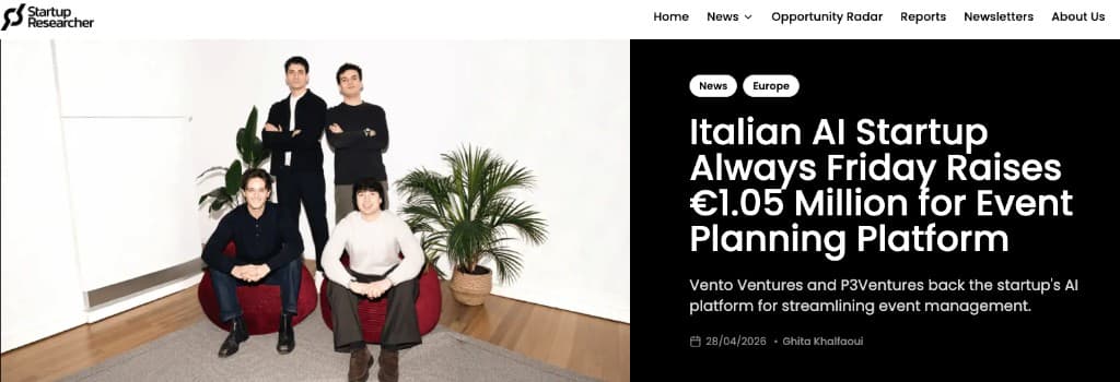 Italian AI Startup Always Friday Raises €1.05 Million for Event Planning Platform