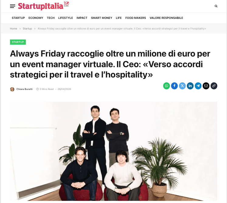 Always Friday raises over a million euros for a virtual event manager